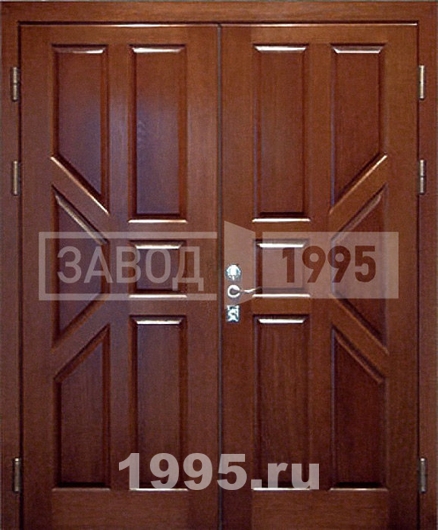 Металлические двери в коттедж из массива