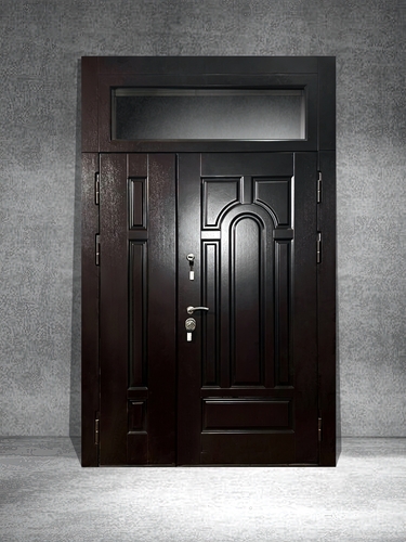 Полуторная дверь МДФ шпон с остекленной верхней вставкой