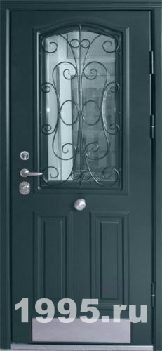 Металлические двери со стеклом в коттедж