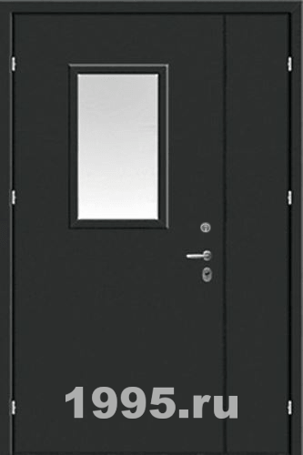 Двустворчатая техническая дверь со стеклопакетом